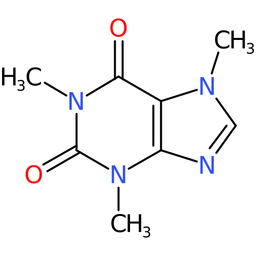 PNG representation of the Caffeine from the InChI with option by default