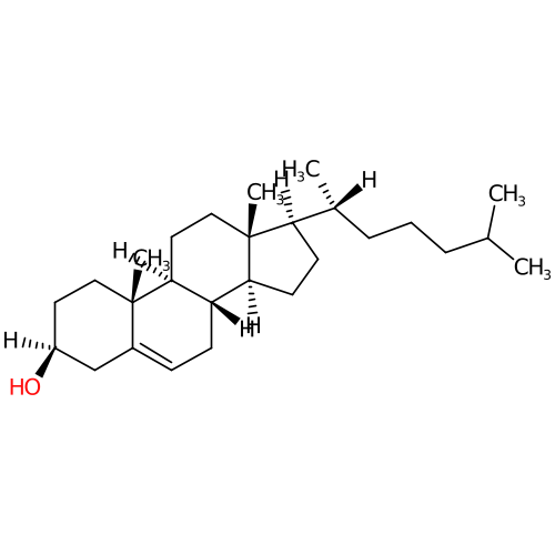 PNG representation of the Cholesterol from the InChI with hydrogenDisplay option set to "cdk-default"