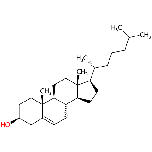 PNG representation of the Cholesterol from the InChI with hydrogenDisplay option set to "minimal"