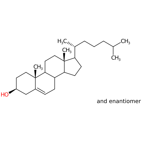 PNG representation of the Cholesterol from the MOL with hydrogenDisplay option set to "minimal"