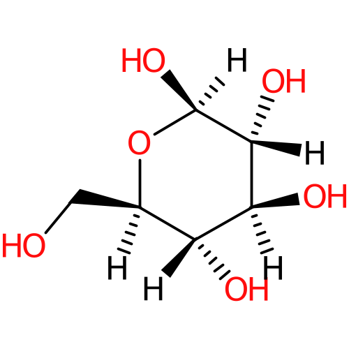 PNG representation of the D-Glucose from the InChI with hydrogenDisplay option set to "cdk-default"