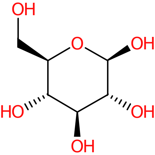 PNG representation of the D-Glucose from the InChI with hydrogenDisplay option set to "minimal"