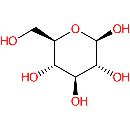 PNG representation of the D-Glucose from the MOL with hydrogenDisplay option set to "cdk-default"