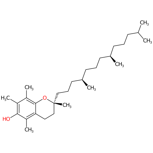 PNG representation of the Vitamin E from the InChI with hydrogenDisplay option set to "minimal"